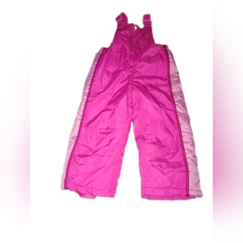 Vibrant Pink Kids Snow Bibs